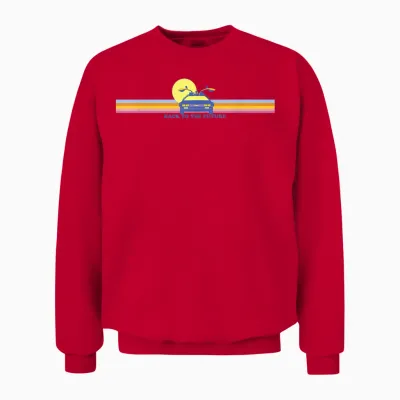 Back to the Future Delorean Retro Chest Strips T-Shirt, White, S Unisex Sweatshirt - Red