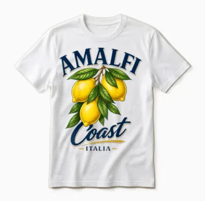 Amalfi Coast | Amalfiküste Limoncello Zitronen Backprint Unisex T-Shirt - White