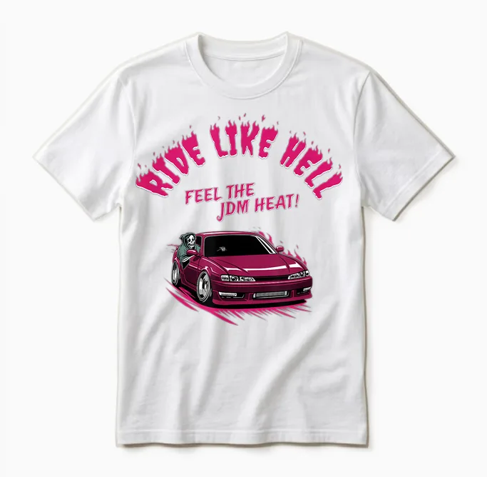 Jdm Voiture Rouge 240 S14 Avec Faucheuse – Légende Du Drift Unisex T-Shirt in White