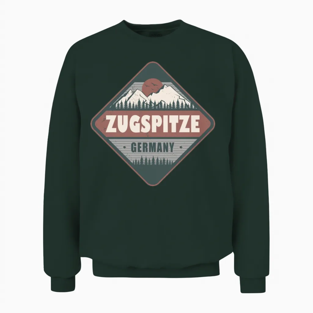 Zugspitze Germany Vintage Hiking Design Unisex Sweatshirt in Forest