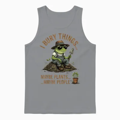 J'enterre Des Choses, Peut-être Des Plantes, Peut-être Des Gens, Une Grenouille Drôle Unisex Tank Top - Sport Grey
