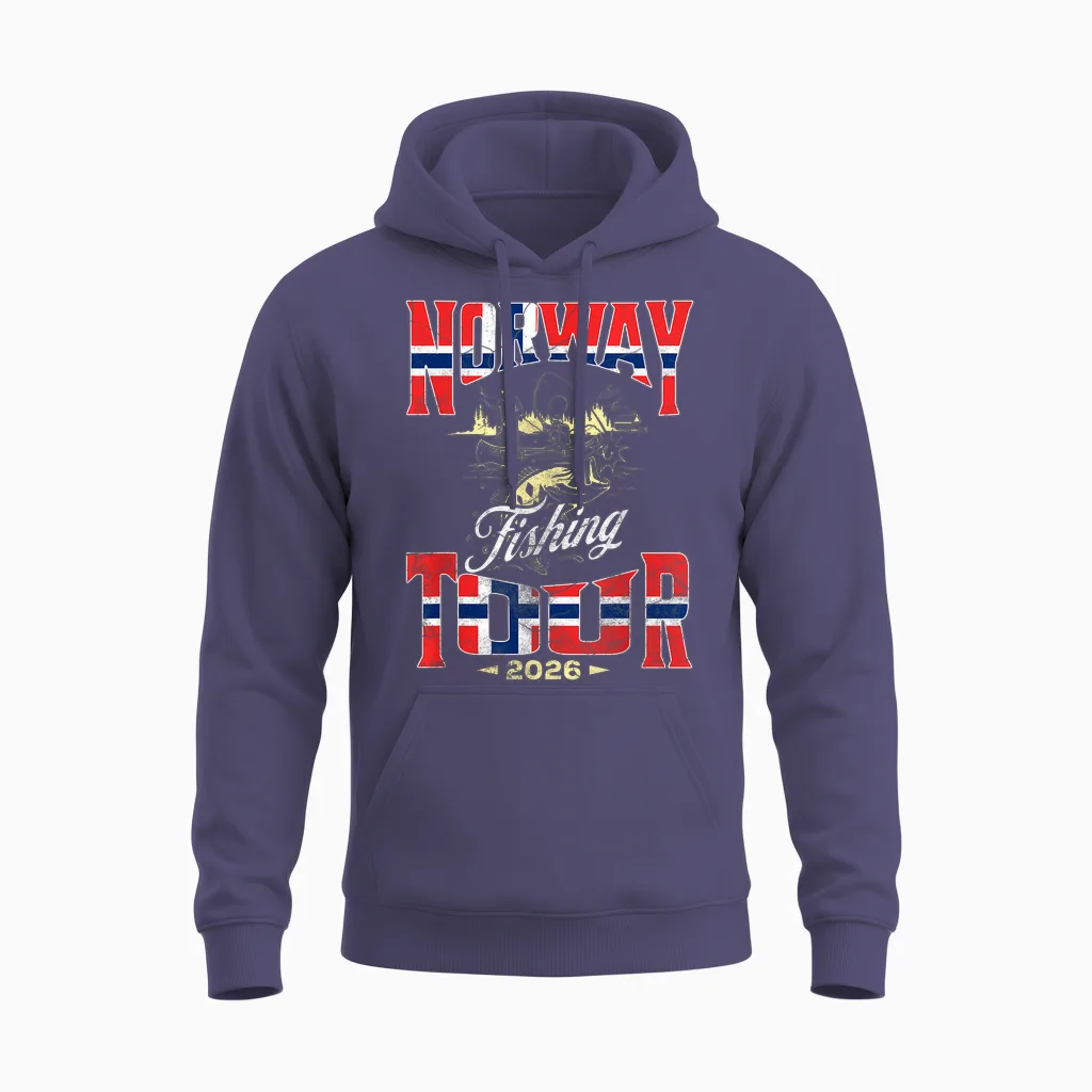 Norway Fishing Tour 2026 Angel Tour in Norwegen Unisex Hoodie in Heather Sport Dark Navy