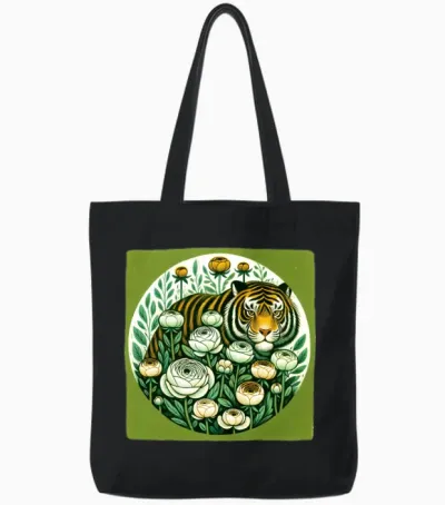 Retro Tiger Tote Bags - Black