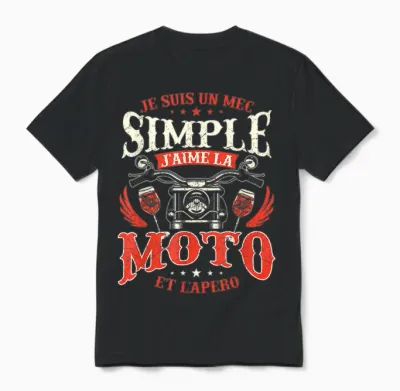 Je Suis Un Guy Simple J'aime La Moto - Biker Motorcycling T-Shirt, Black, S Unisex T-Shirt - Black