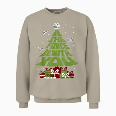 Star Wars May the Force Be with You Christmas Tree Unisex Sweatshirt - Sand