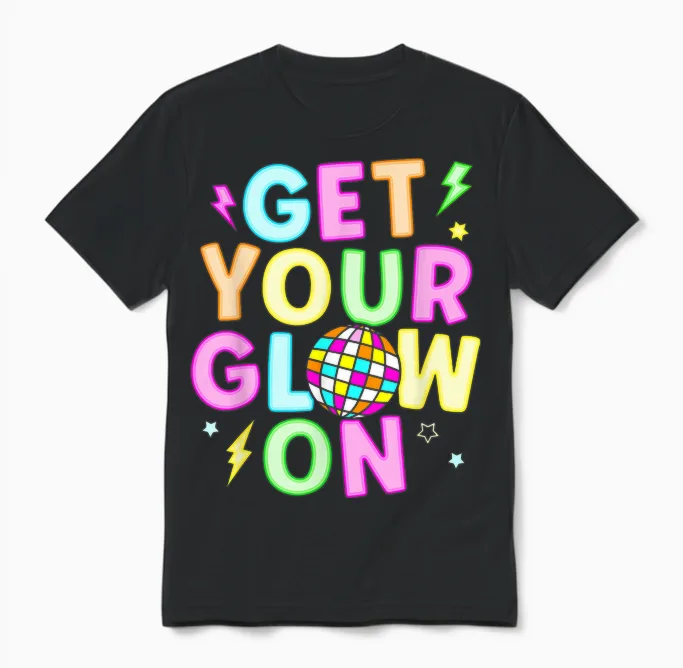 Get Your Glowing on in My Glowing Era Team Party Matching Unisex T-Shirt in Black