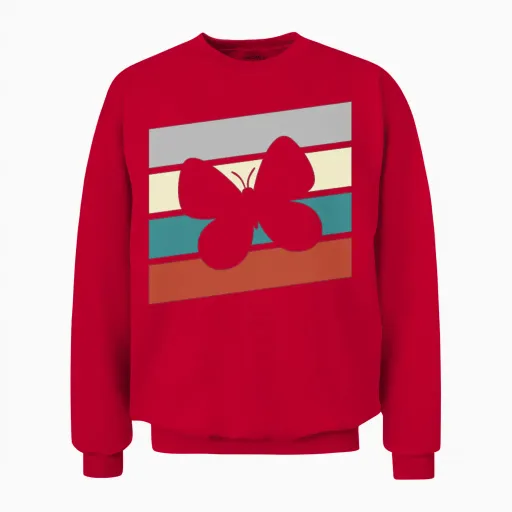 Butterfly Retro Unisex Sweatshirt in Red