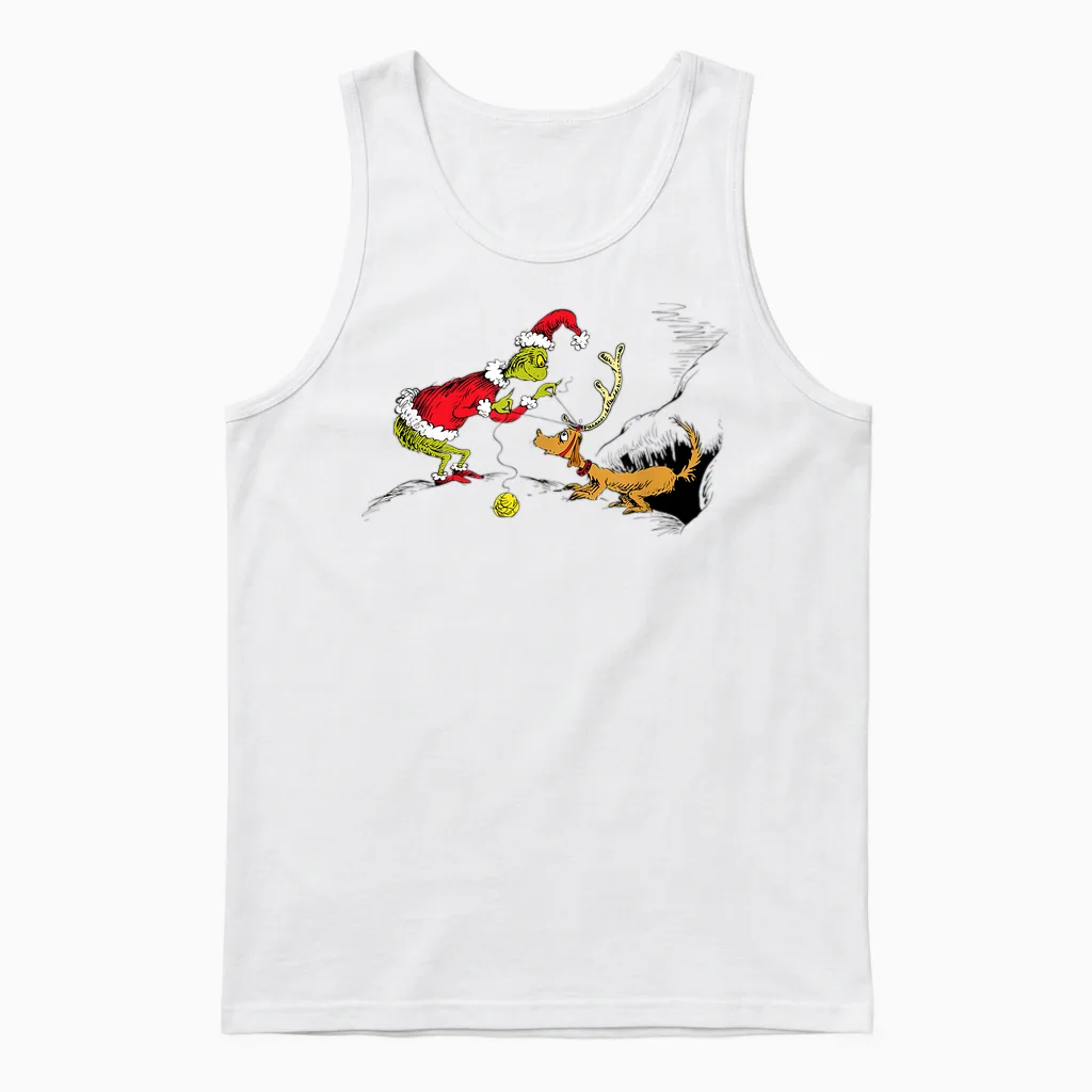 Dr. Seuss Reindeer Christmas Unisex Tank Top in White