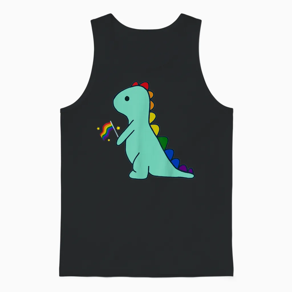 Lgbtq Allysaurus Dinosaurier Regenbogen Flagge Ally Gay Pride Monat Unisex Tank Top in Black