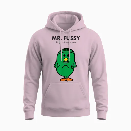 Mr. Men Mr. Fussy Unisex Hoodie in Light Pink