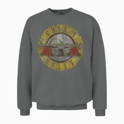 Official Guns N'roses 80s Rock Band Logo Unisex Sweatshirt - Graphite Heather
