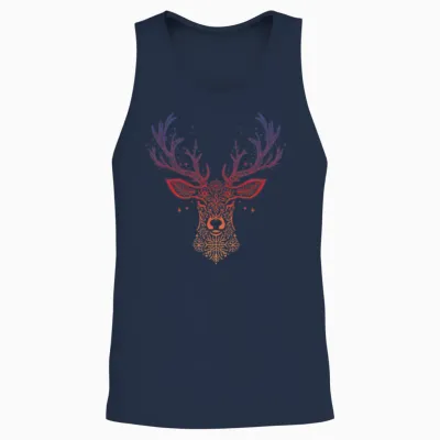 Prismatic Mandala Deer Unisex Tank Top - Navy