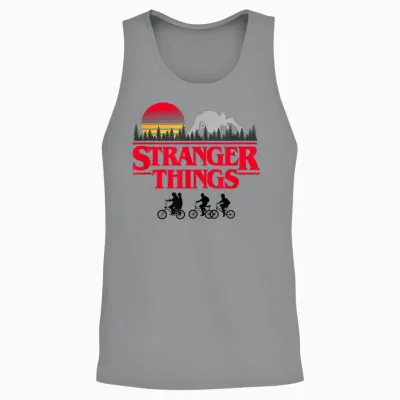 Stranger Things Retro Vintage Sunset Group Bike Silhouettes Unisex Tank Top - Sport Grey