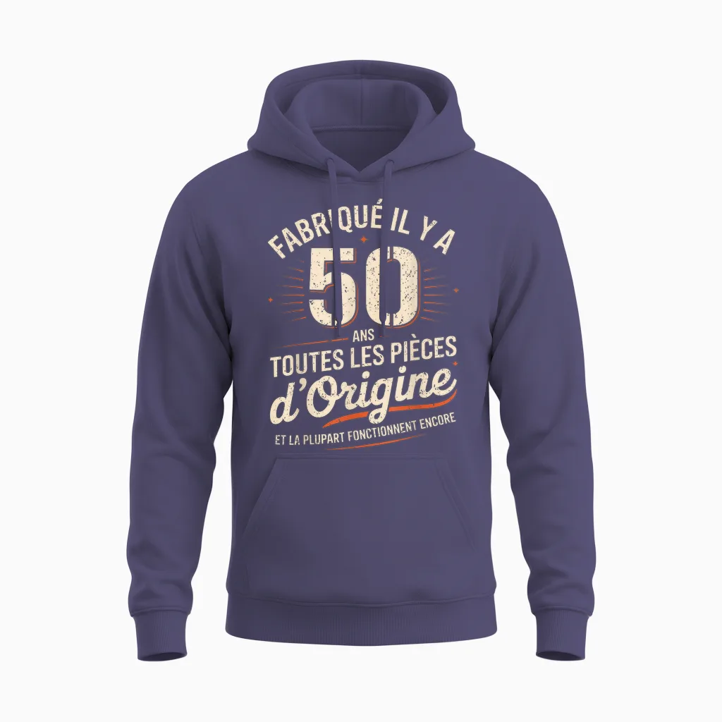Humour 50 Ans Anniversaire Cadeau Original 50 Ans Homme Unisex Hoodie in Heather Sport Dark Navy