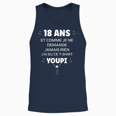 Idée Nul Humour 18 Ans Rigolo Drôle Anniversaire 18 Ans Unisex Tank Top - Navy
