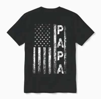 Papa Vintage American Flag Father's Day 4th of July Grandpa Unisex T-Shirt - Black