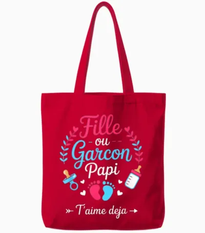 Ad Gender Baby Shower Grandpa Baby Girl or Boy Tote Bags - Red