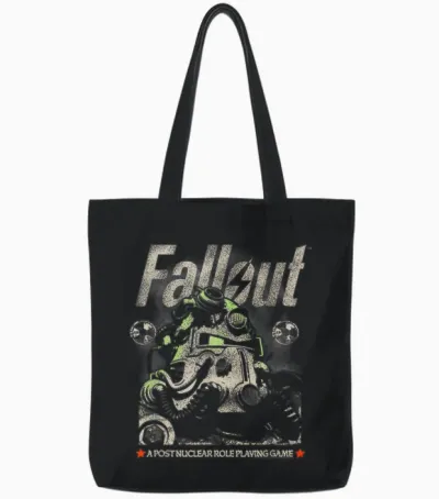 Fallout Video Game Distressed Character Portrait Tote Bags - Black