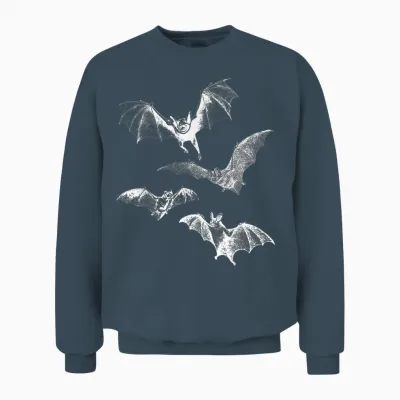 Grunge 90er Jahre Fliegende Fledermäuse Retro Grafik Neuheit Unisex Sweatshirt - Dark Heather