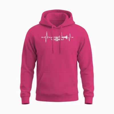 Trumpet Heartbeat Orchestra Musician Trumpeter T-Shirt, Black Unisex Hoodie - Heliconia