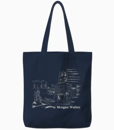 Official Morgan Wallen Illustrated Tote Bags - Navy