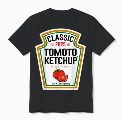 Tomato Ketchup Condiment Diy Halloween Costume Matching Unisex T-Shirt - Black