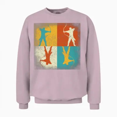Archery Practice Retro Squares Unisex Sweatshirt - Light Pink