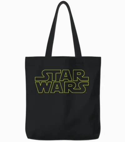 Star Wars Simple Title Logo Outline Disney+ Tote Bags - Black