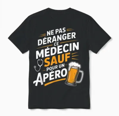Doctor Aperitif Man Humour Gift Idea Doctor Funny Beer Unisex T-Shirt - Black