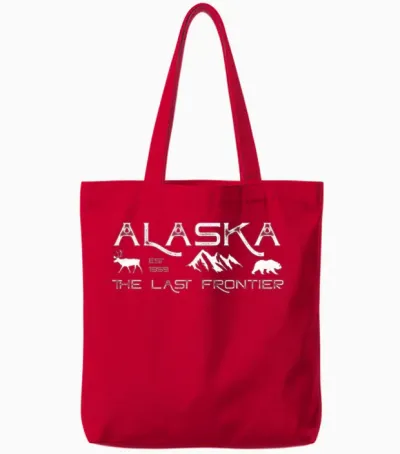 Rustic Alaska the Last Frontier Alaskan Outdoors Tote Bags - Red