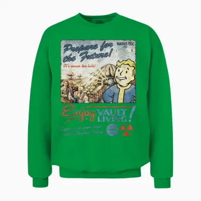 Fallout Video Game Enjoy Vault Living Vault-Tec Retro Ad Unisex Sweatshirt - Irish Green