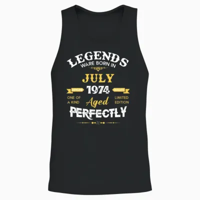 Vintage Aged to Perfection July 1974 Unisex Tank Top - Black