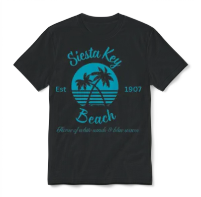 Siesta Key Beach, Florida Est 1907 Teal Unisex T-Shirt - Black