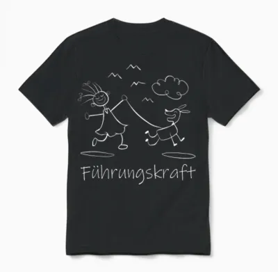 T-Shirt with German Text "führungskraft Dog Dog Owner Walking", Black Unisex T-Shirt - Black