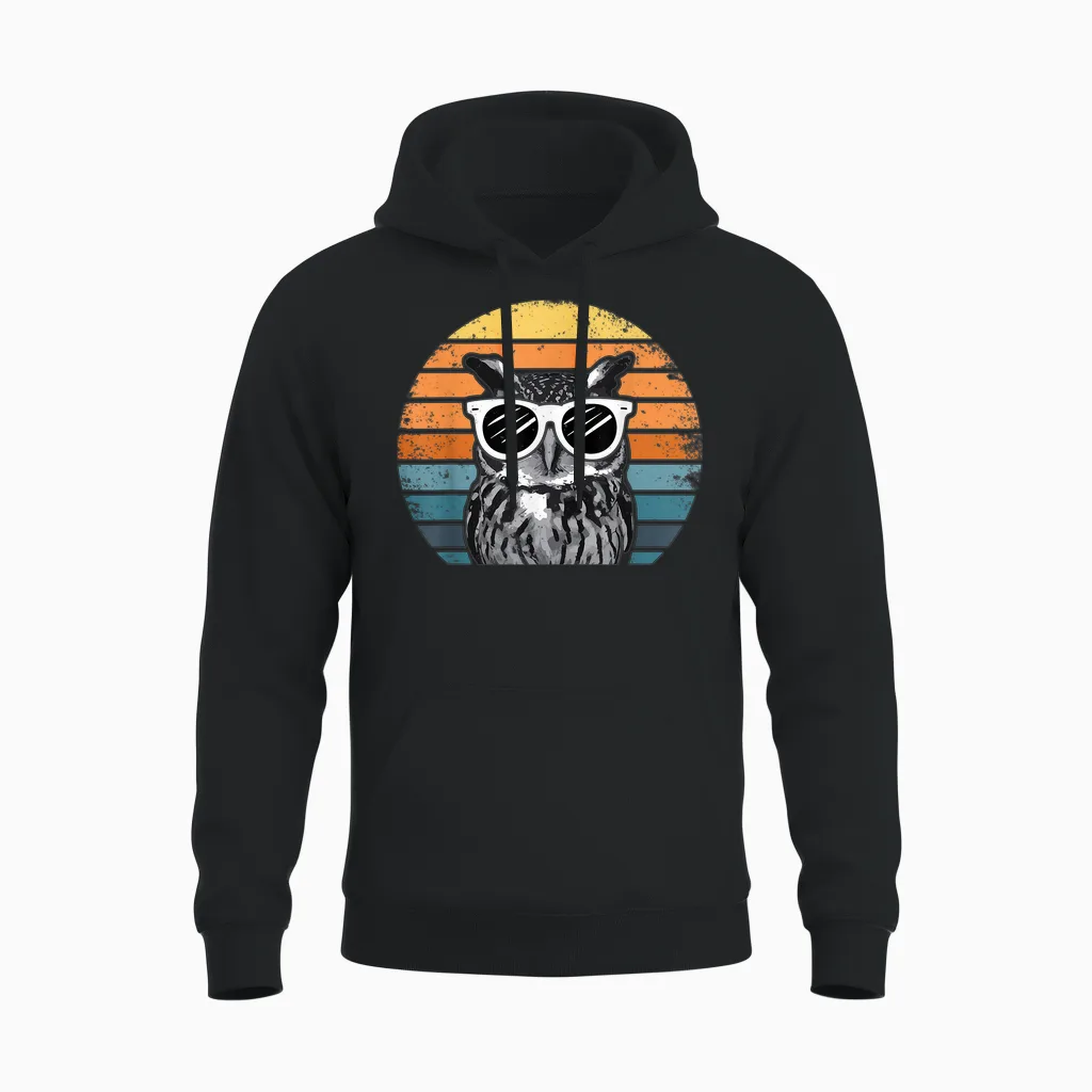 Eule Mit Sonnenbrille Vintage Unisex Hoodie in Black