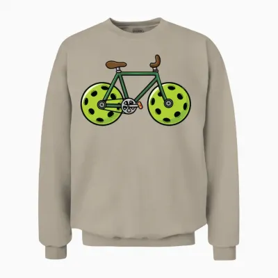 Funny Bicycle on Pickleball Wheels Unisex Sweatshirt - Sand