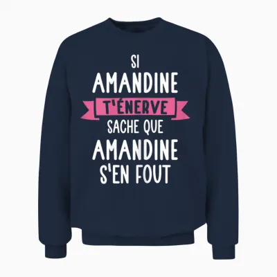 Amandine Women's Gift Humour Name Personalised T-Shirt, Black Unisex Sweatshirt - Navy