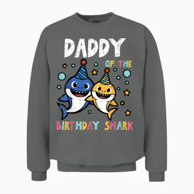 Daddy of Birthday Shark Bday Party Family Matching Dad Men Unisex Sweatshirt - Graphite Heather