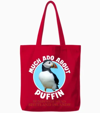Sumburgh Head Shetland Islands Puffin Tote Bags - Red