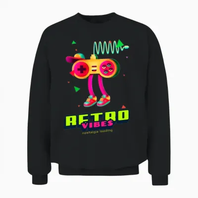 Retro Vibes Nostalgia Loading Unisex Sweatshirt - Black