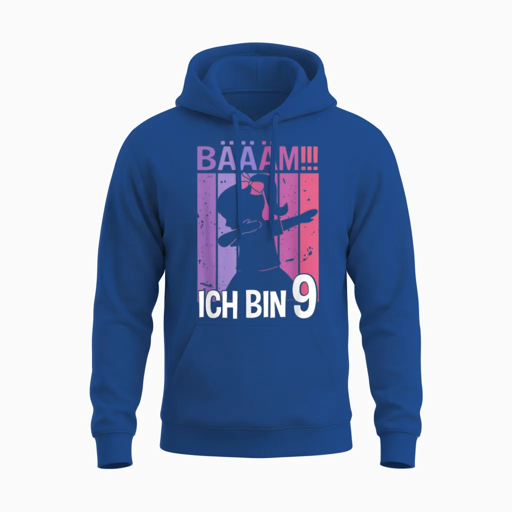 Girls' T-Shirt with German Text "tanzen Bääm Ich Bin 9 Jahre Dab" [german Unisex Hoodie in Royal