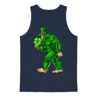 Vintage St Patricks Day Bigfoot Sasquatch Irish Unisex Tank Top - Navy – 1