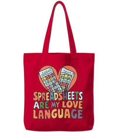 Spreadsheets Are My Love Language Funny Accountant Tote Bags - Red