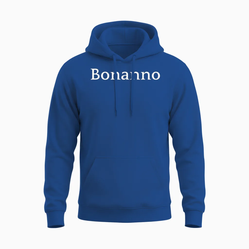Bonanno Name Text Italia Italian Surname Unisex Hoodie in Royal
