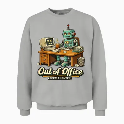 Hors Du Bureau Humour De Travail Robot Ia Drôle Permanent Unisex Sweatshirt - Ash
