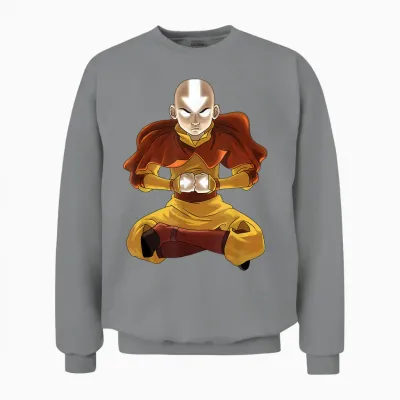 Avatar: the Last Airbender Aang Meditation T-Shirt, Black Unisex Sweatshirt - Sport Grey