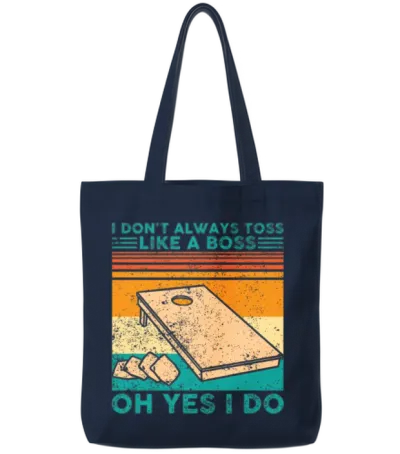 Funny Cornhole Tote Bags - Navy
