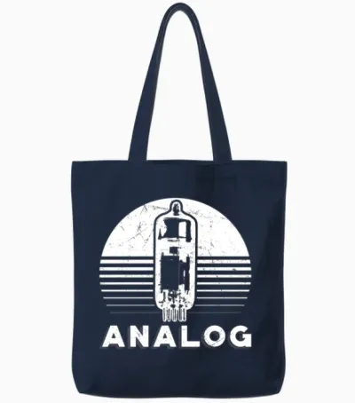 Analog Modular Synthesizer Retro Tote Bags - Navy