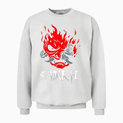 Dämon Oni Noh Maske ästhetik Japanische Grafiken Samurai Unisex Sweatshirt - White