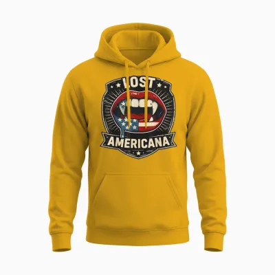 Lost Americana Vampire Patriotic Retro United States Unisex Hoodie - Gold